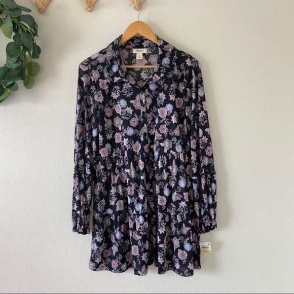 Style & Co Peasant Swing Floral Long Sleeve Top Mesh NWT Medium - Picture 6 of 13